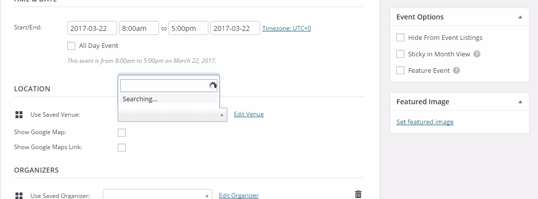 The event calendar issue